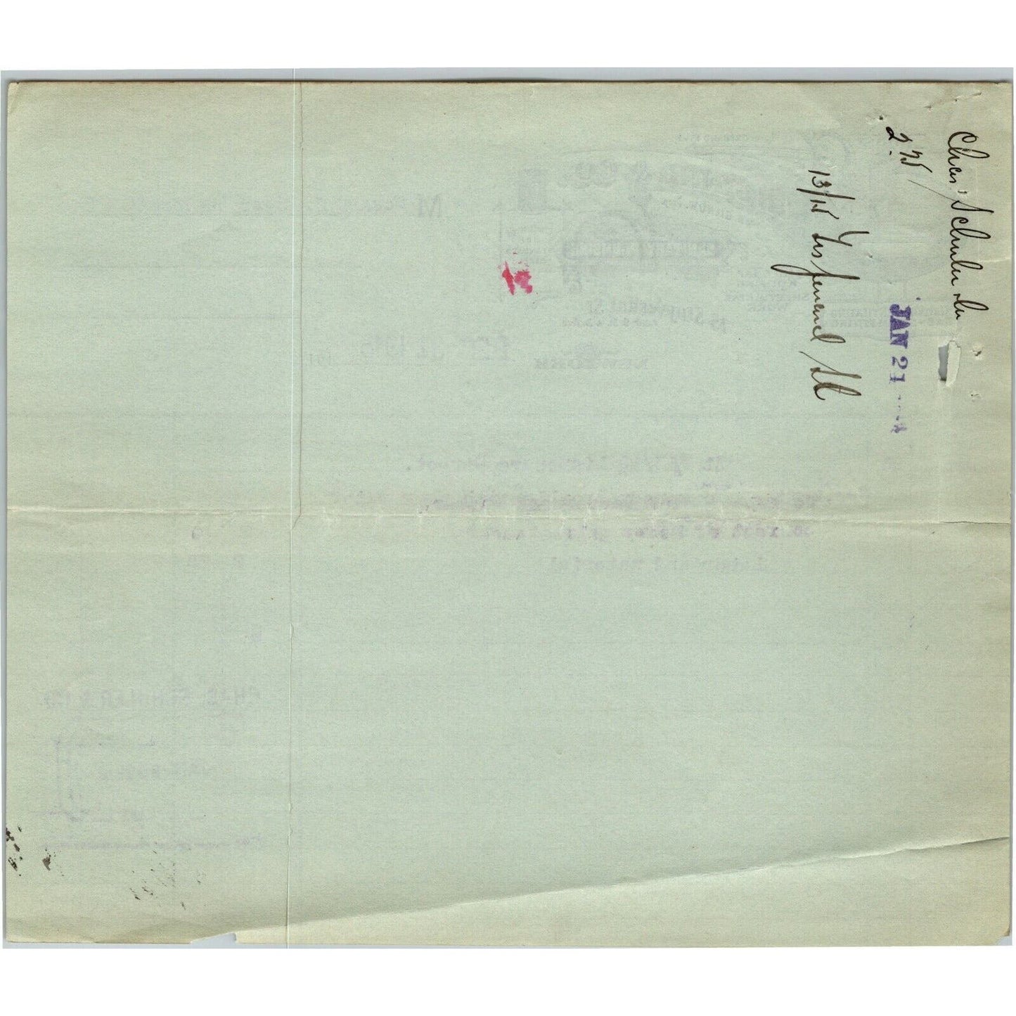 1915 "Schuler & Co." Sanitary Plumbing Billhead Letterhead Stuyvesant St NYC