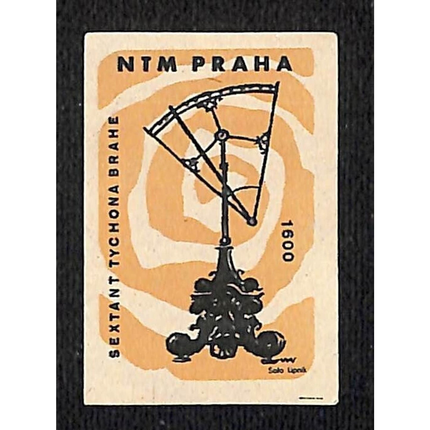 Vintage Matchbox Label National Technical Museum Prague Brahe Sextant c1960