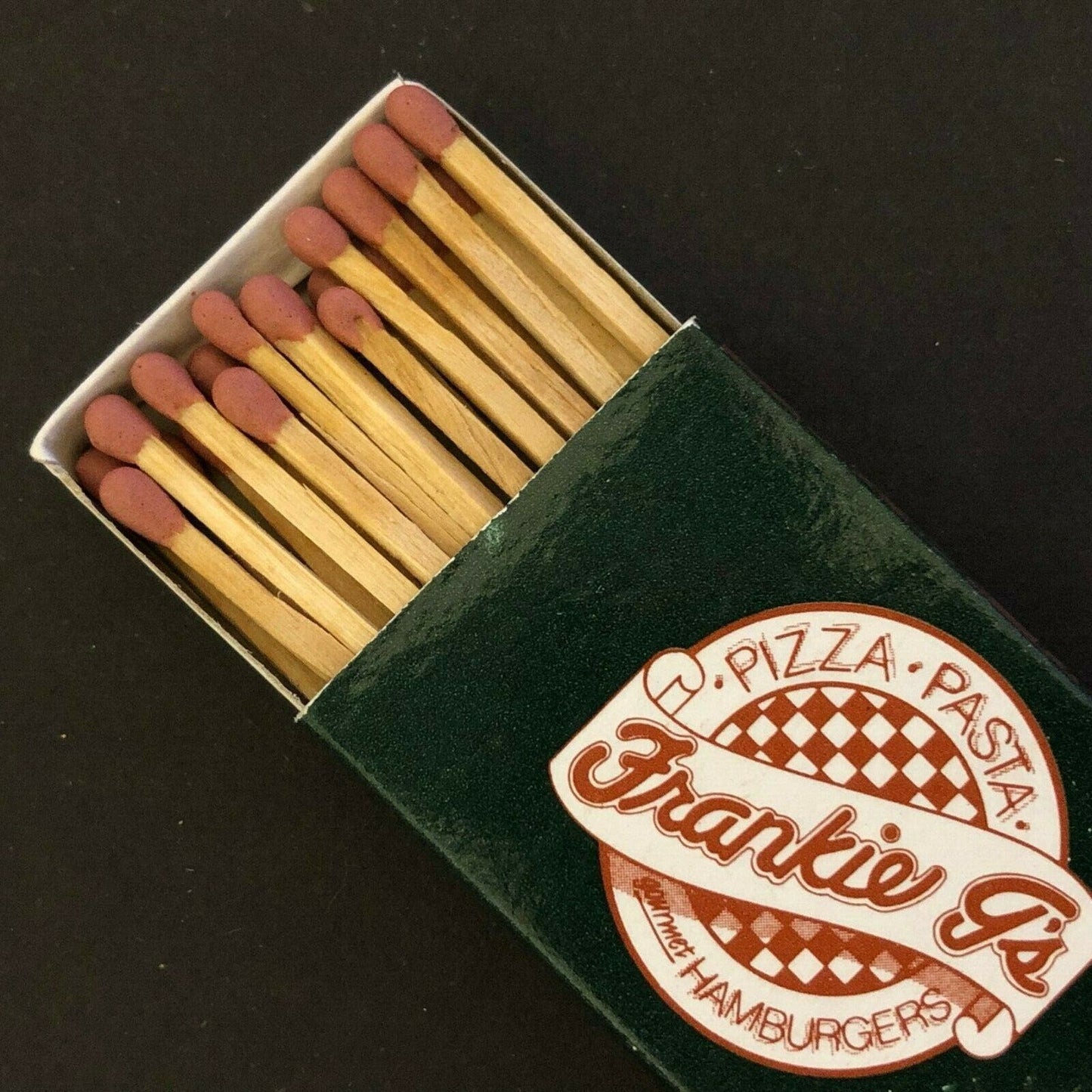 c1980's-90's Wooden Matchbox Matchbook "Frankie G's Pizza Pasta" Danville, CA