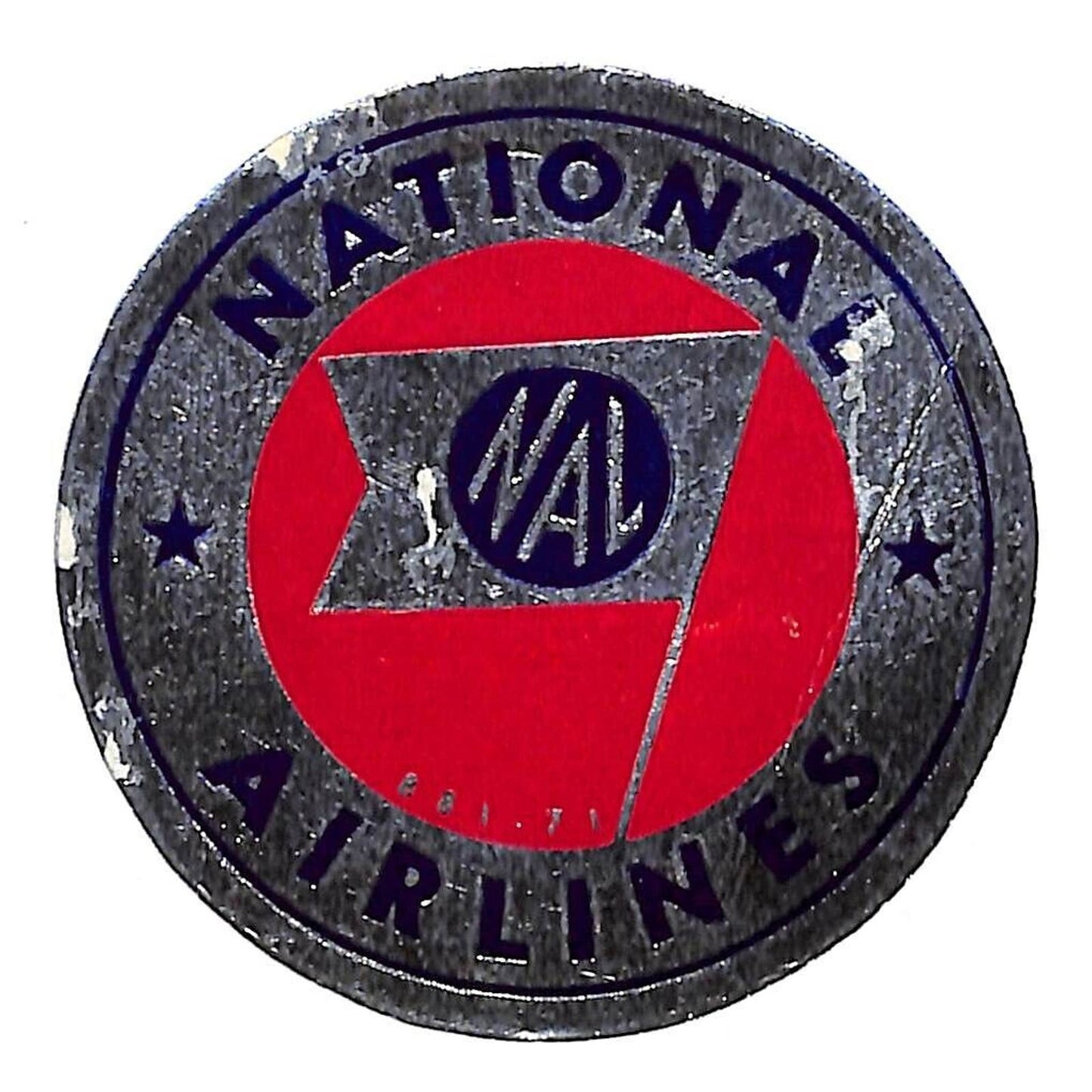 National Airlines (1934-80) Luggage Sticker / Label Foil 3" VGC