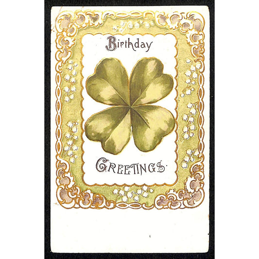 Ireland Postcard Birthday Greetings Clover Emboss c1910-20