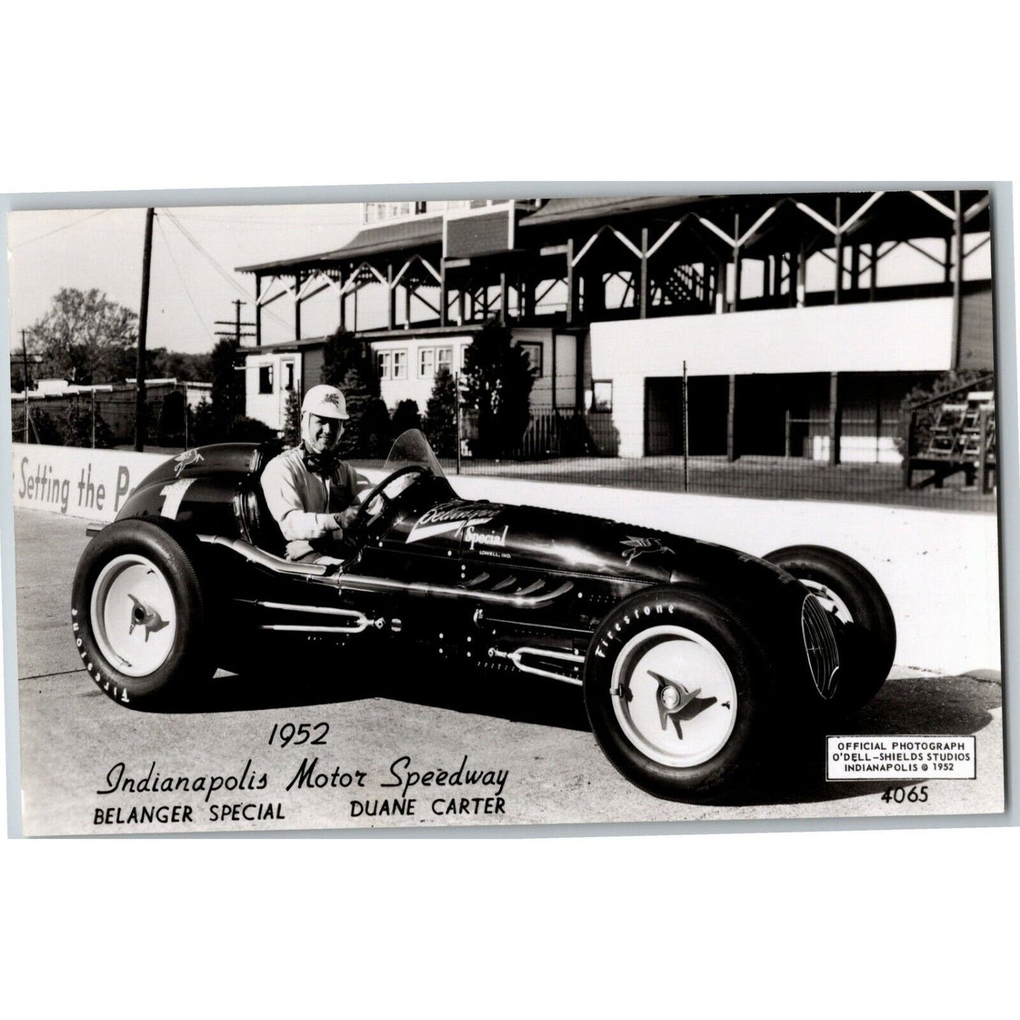 Indy 500 RPPC Postcard "1952 Duane Carter" Official Race Photo Unposted VGC