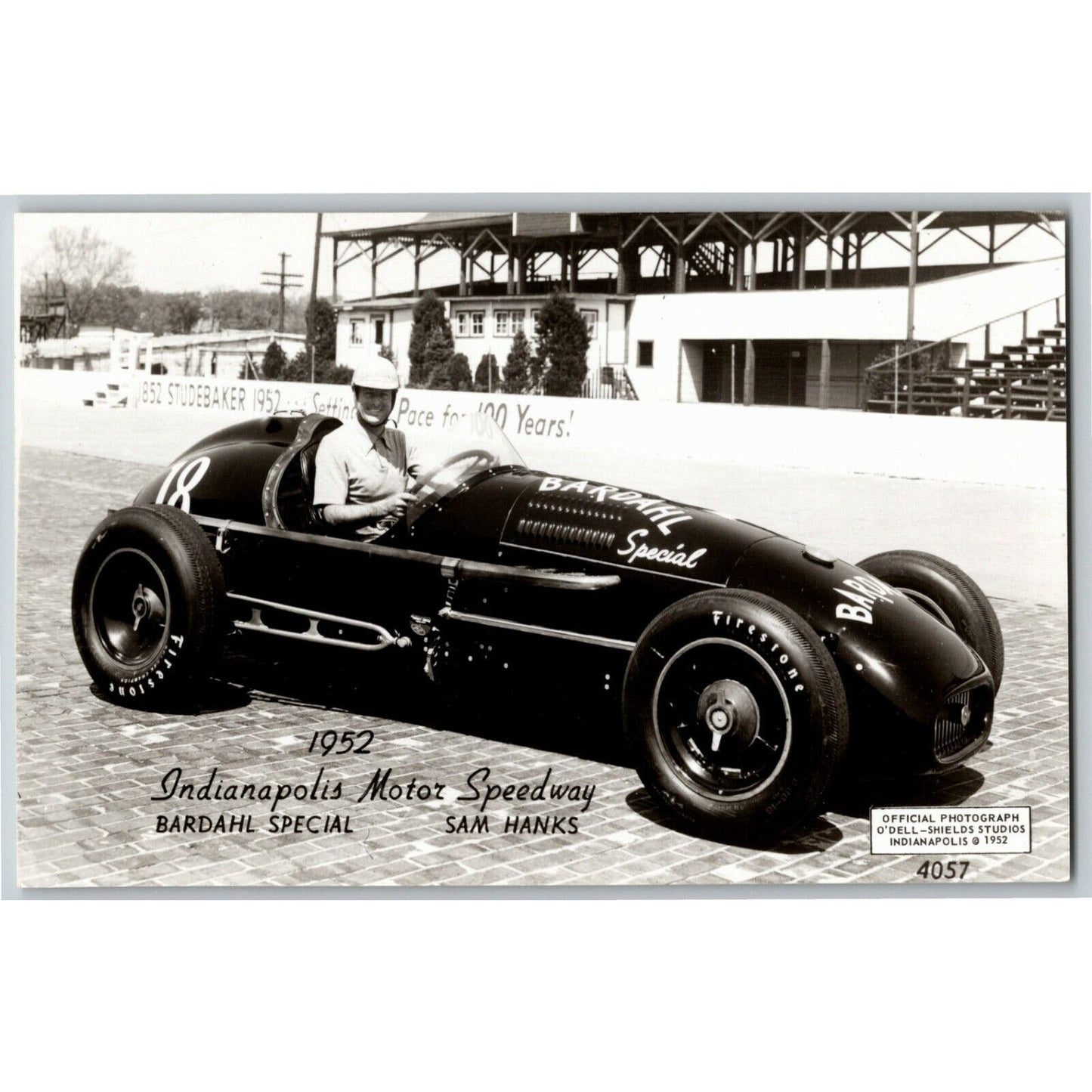 Indy 500 RPPC Postcard "1952 Sam Hanks" Official Race Photo Unposted VGC