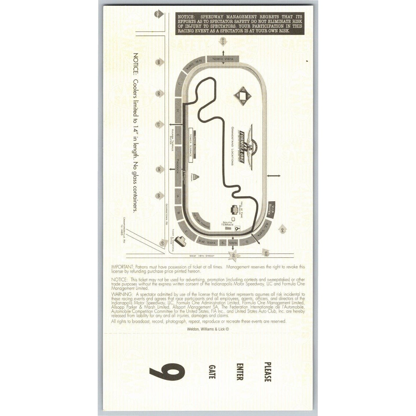 2002 Indianapolis Formula One Grand Prix Racing Unused Ticket 9/29 VGC Seat 3