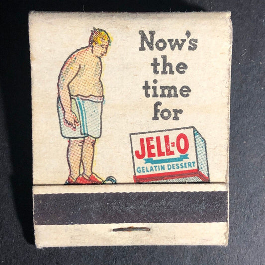 JELL-O Jello Man on Scale Fruit Bowl Recipe Matchbook 1953 Full 20-Strike Scarce