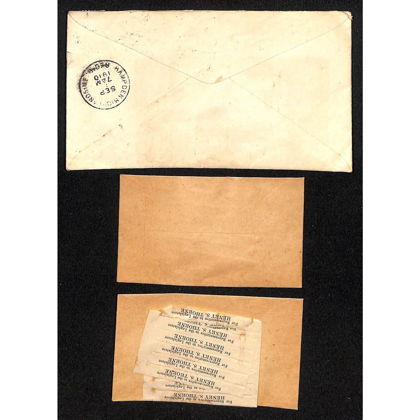 Hampden Highlands, ME Amos W. Knowlton* 1910 Ballot Stickers + Envelopes & Cover