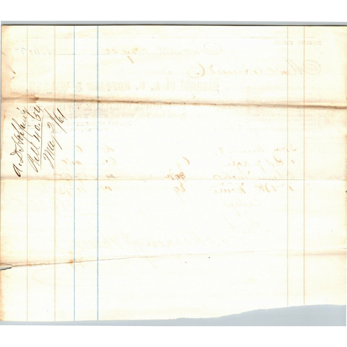 A.D. Hopping & Wilson NY to Glover, Warner & Clarke Sandy Hook Letterhead 1861