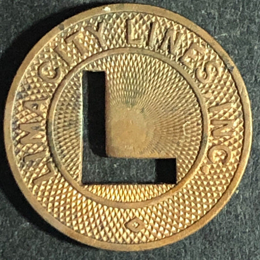 Lima City Lines (OHIO) WM G/F One Fare Token 16.41mm