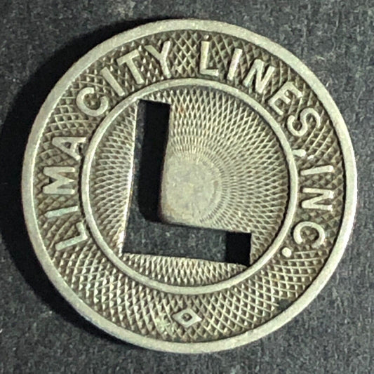 Lima City Lines (OHIO) WM G/F One Fare Token - 16.4mm