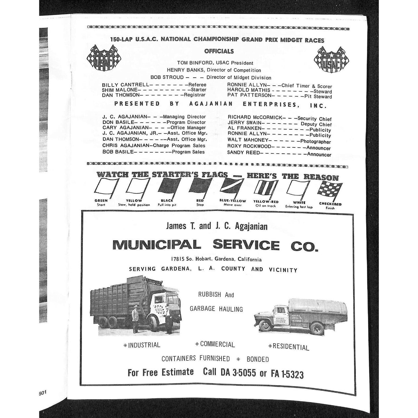 Scarce Nov 28 1968 USAC Midget Races Auto Racing Program Ascot Park Gardena