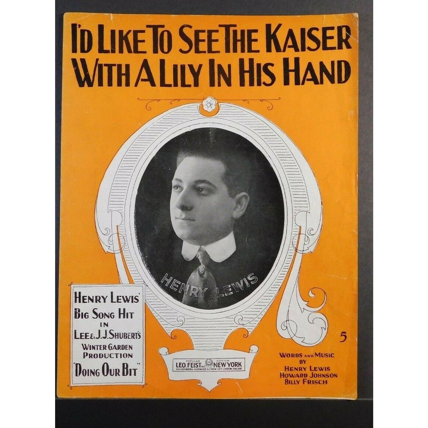 Vintage WWI Sheet Music - "..To See The Kaiser With A Lily In His Hand"