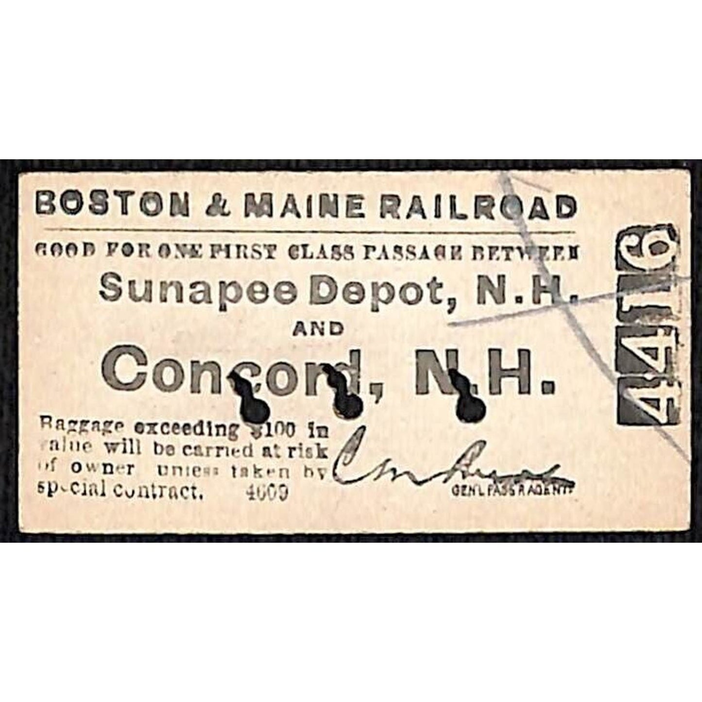 Boston & Maine Railroad Ticket 1916 Concord / Sunapee Depot, NH #4416