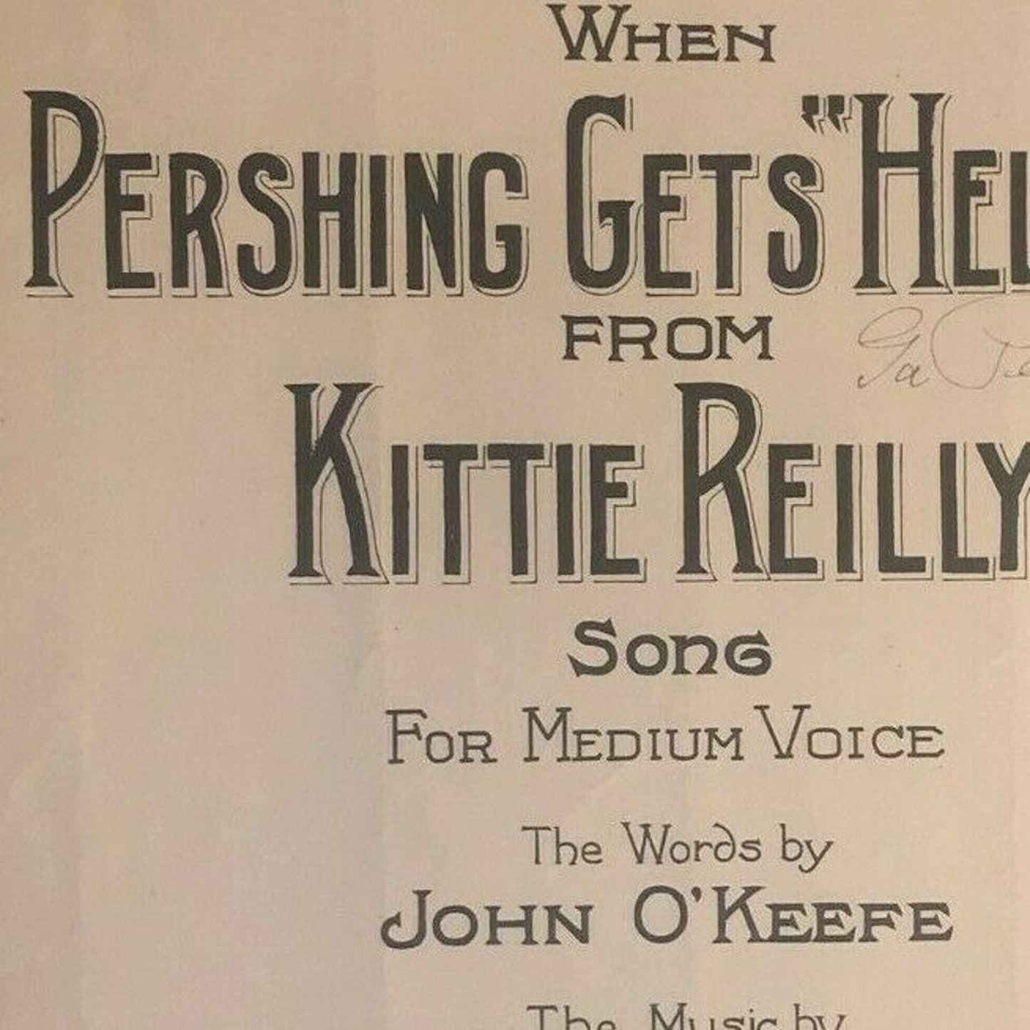 Scarce Vintage 1918 Sheet Music "When Pershing Gets "Hello!" Kittie Reilly