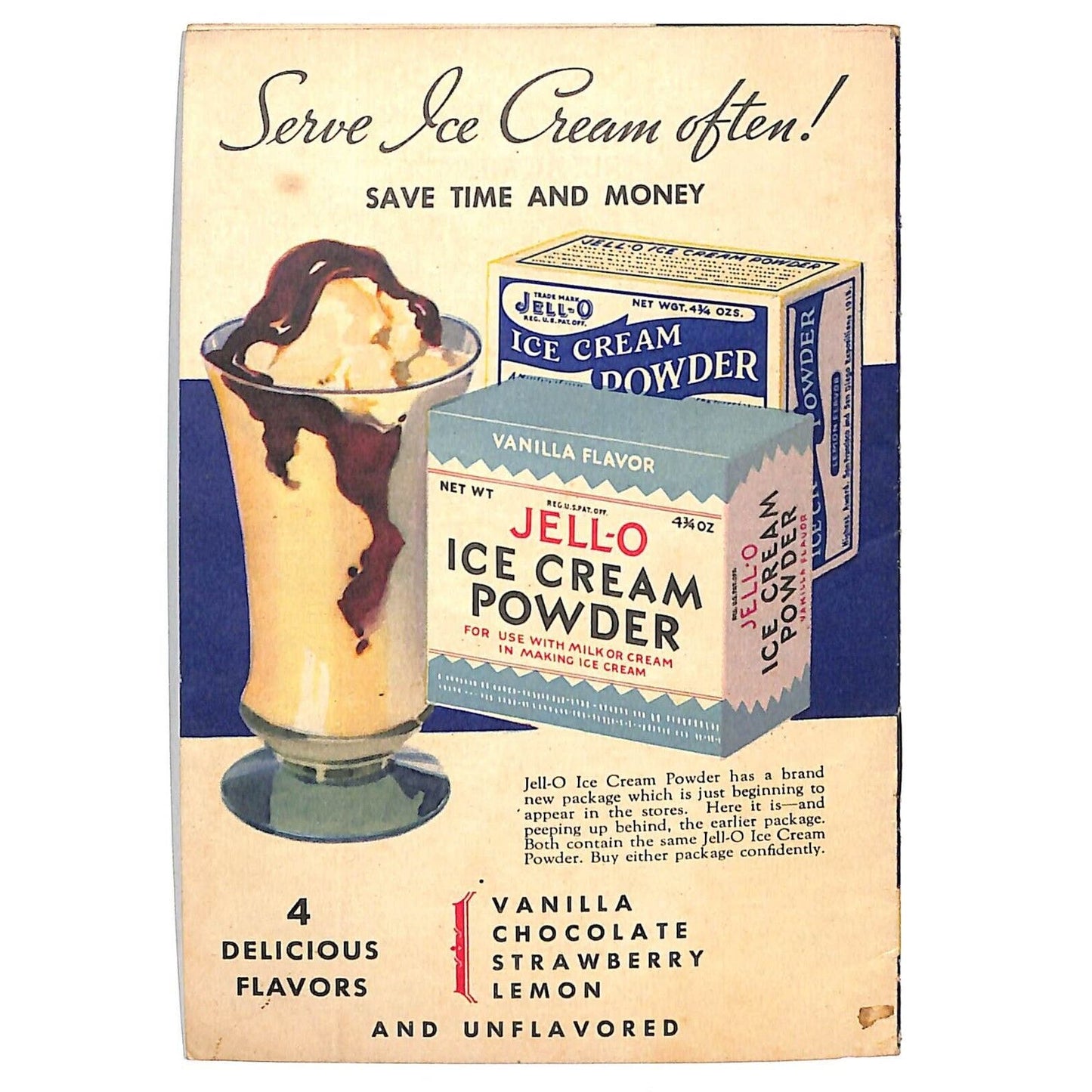 Jell-O Ice Cream Powder Recipe Booklet 1935 7pp VGC Scarce