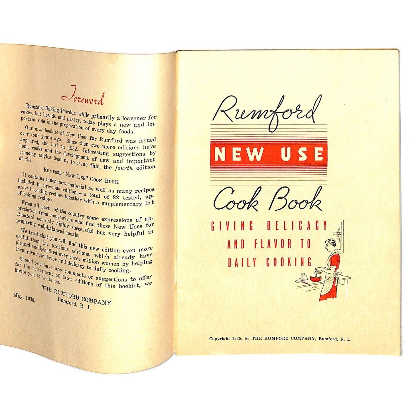 Rumford Baking Soda "New Use Cook Book" Booklet 32pp 1935