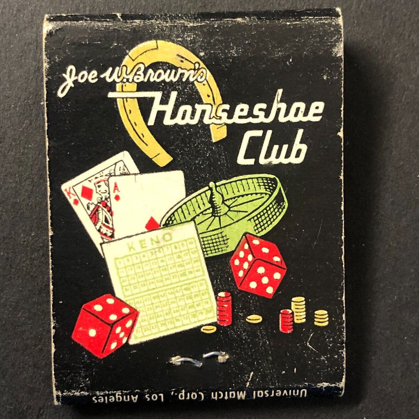 Joe W. Brown's Horseshoe Club Casino Half Full Matchbook c1940's-50's