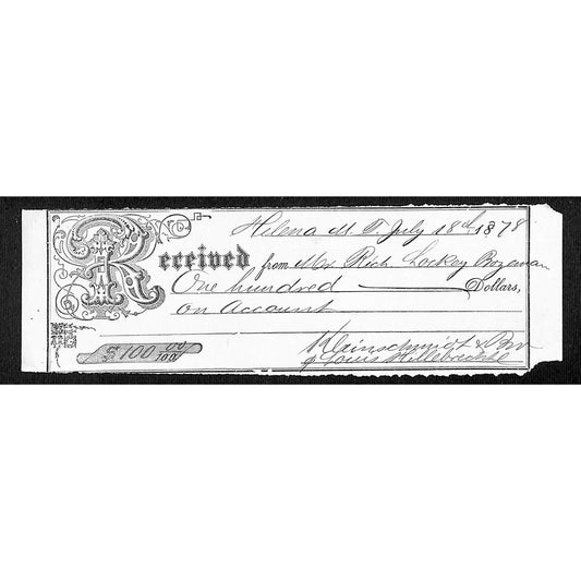 Helena Montana 1878 $100 - Richard Lockey Receipt / Billhead