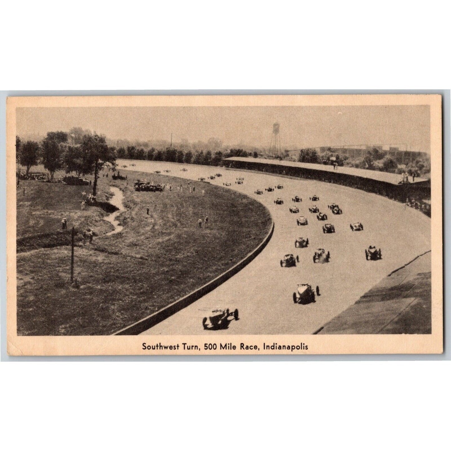 Indy 500 RPPC Unposted Postcard 1934 "Southwest Turn, 500 Mile Race"