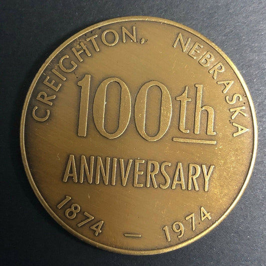 1974 40mm .8oz Bronze Colored Creighton Nebraska Centennial Medallion