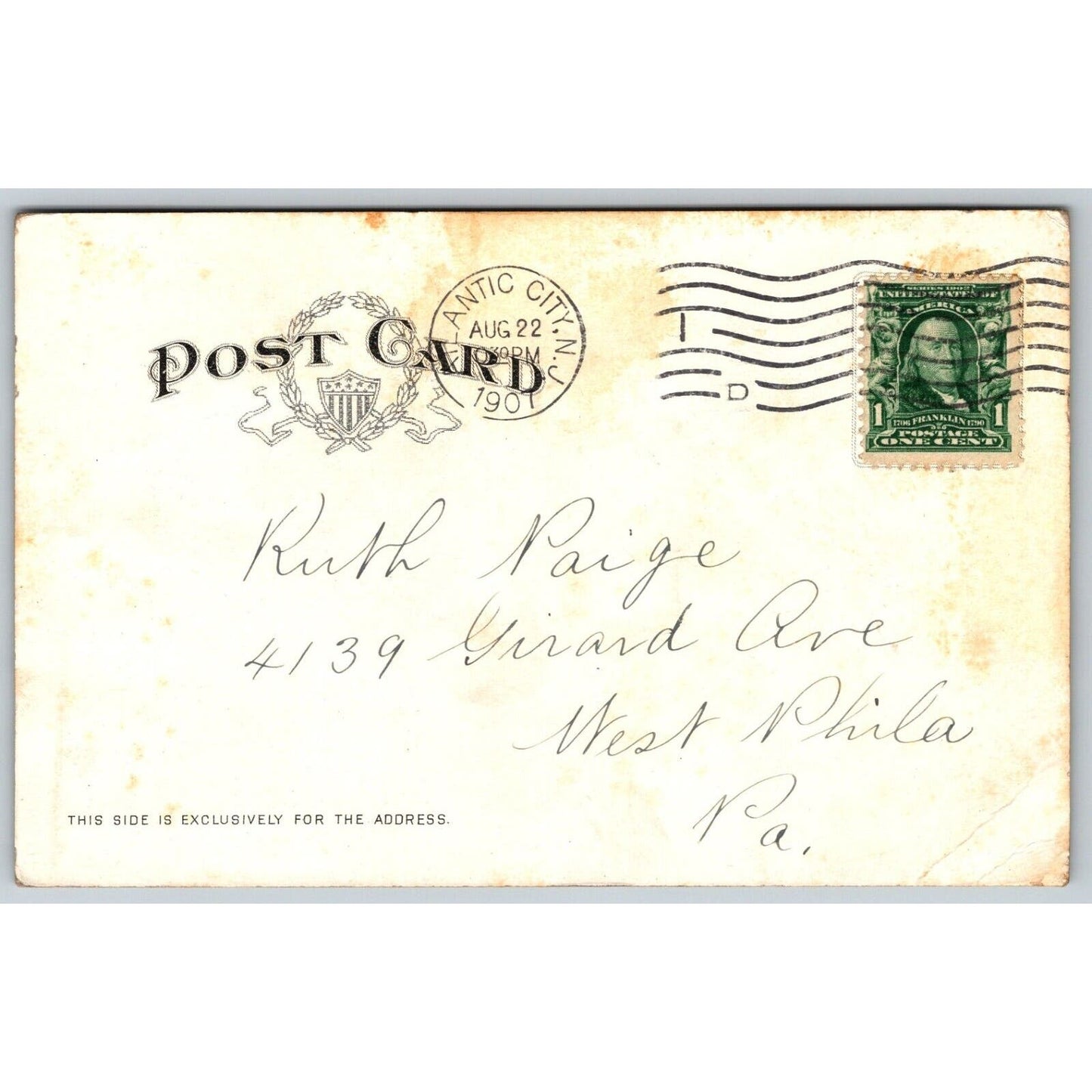 Heinz Ocean Pier Advertising Postcard Beach Bathing PM 1907 VGC