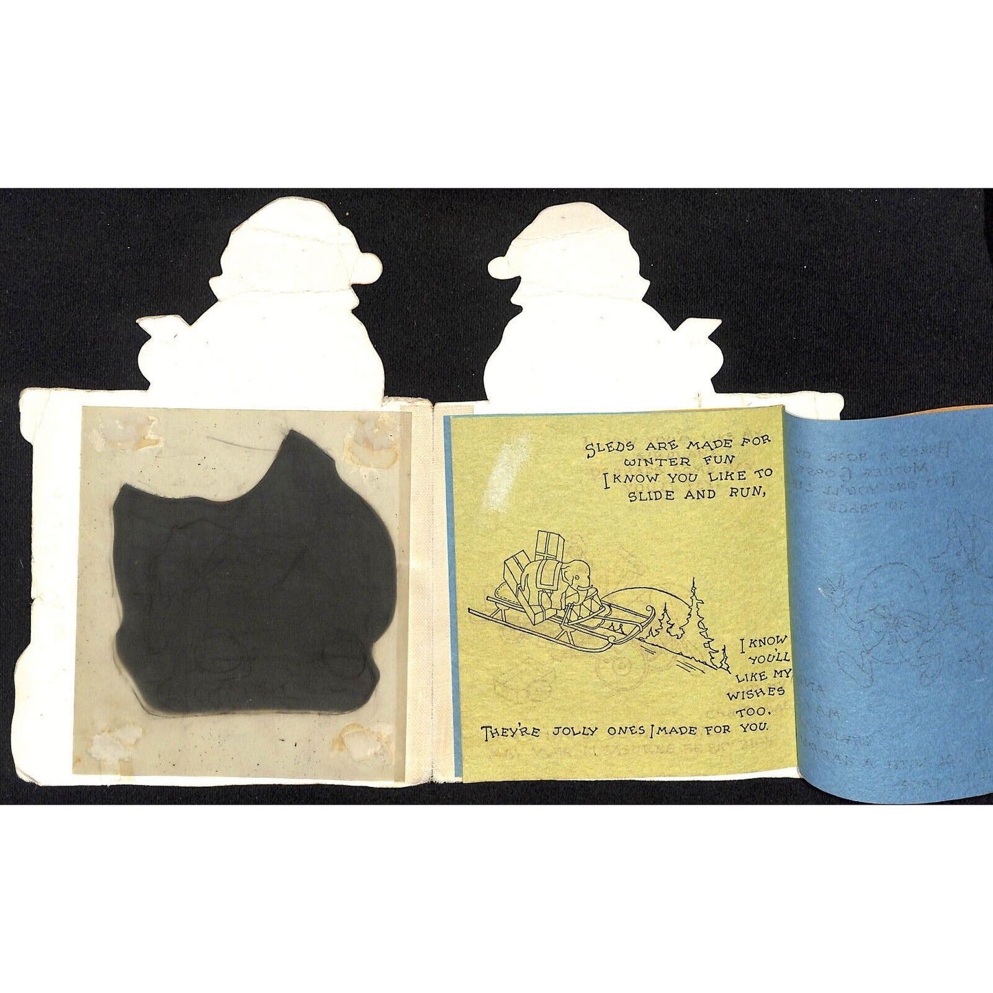 Merry Christmas Santa Greeting Card w/ Trace Panel Affixed Noah's Ark Poem Pages