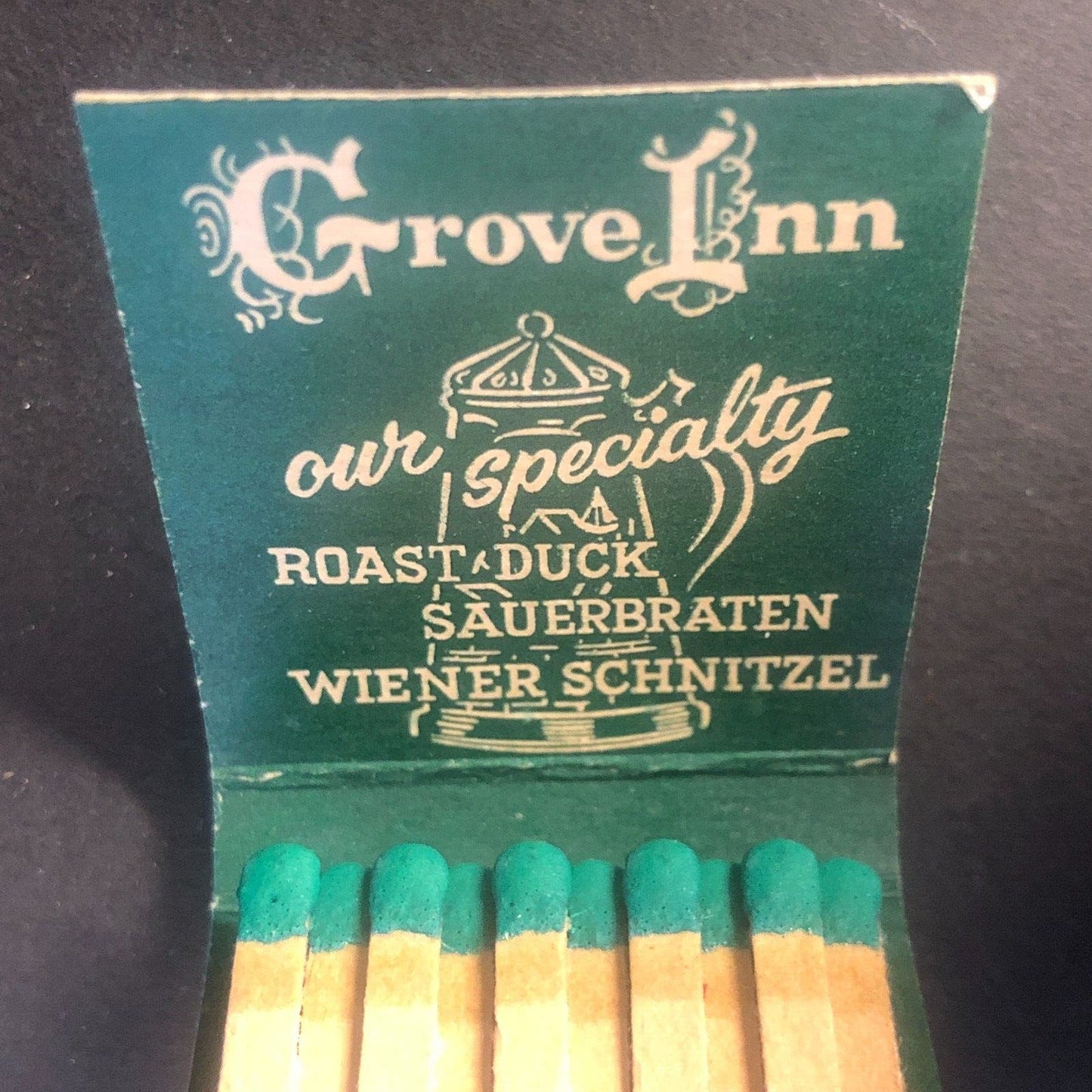 Grove Inn Northbrook, IL Roast Duck Vintage Full Matchbook c1950's Scarce VGC