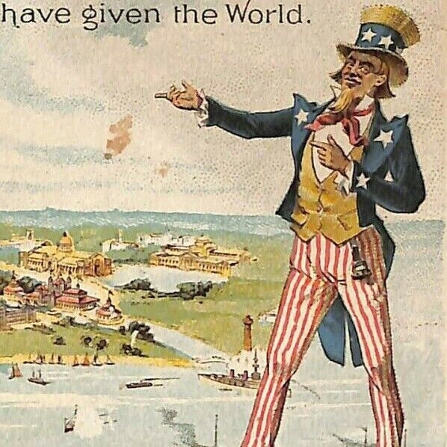 Scarce 1893 Chicago World's Fair HTL* Trade Card Everett Piano Uncle Sam