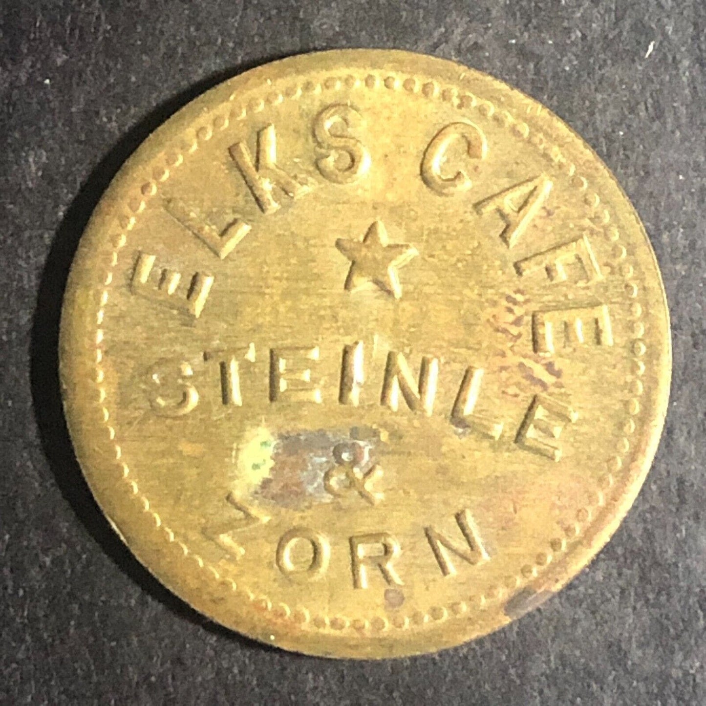 Elk's Cafe Steinle & Zorn (Sydney, OH) Brass 22mm Scarce