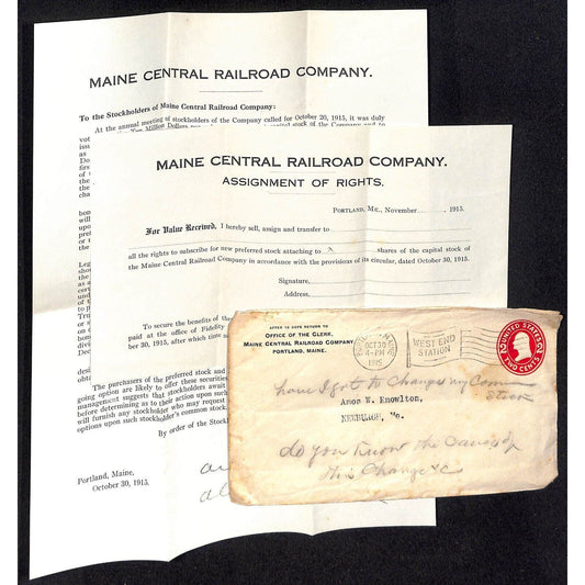 Newburgh, ME Amos W. Knowlton* 1915 Maine Central Railroad Shareholder Notice++