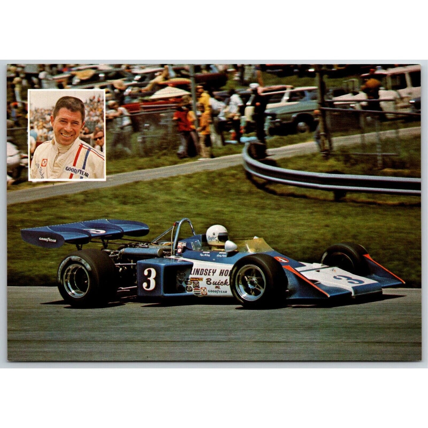 Vintage Oversized Indy 500 Postcard c1977 "Roger McCluskey" 5" x 7" NOS