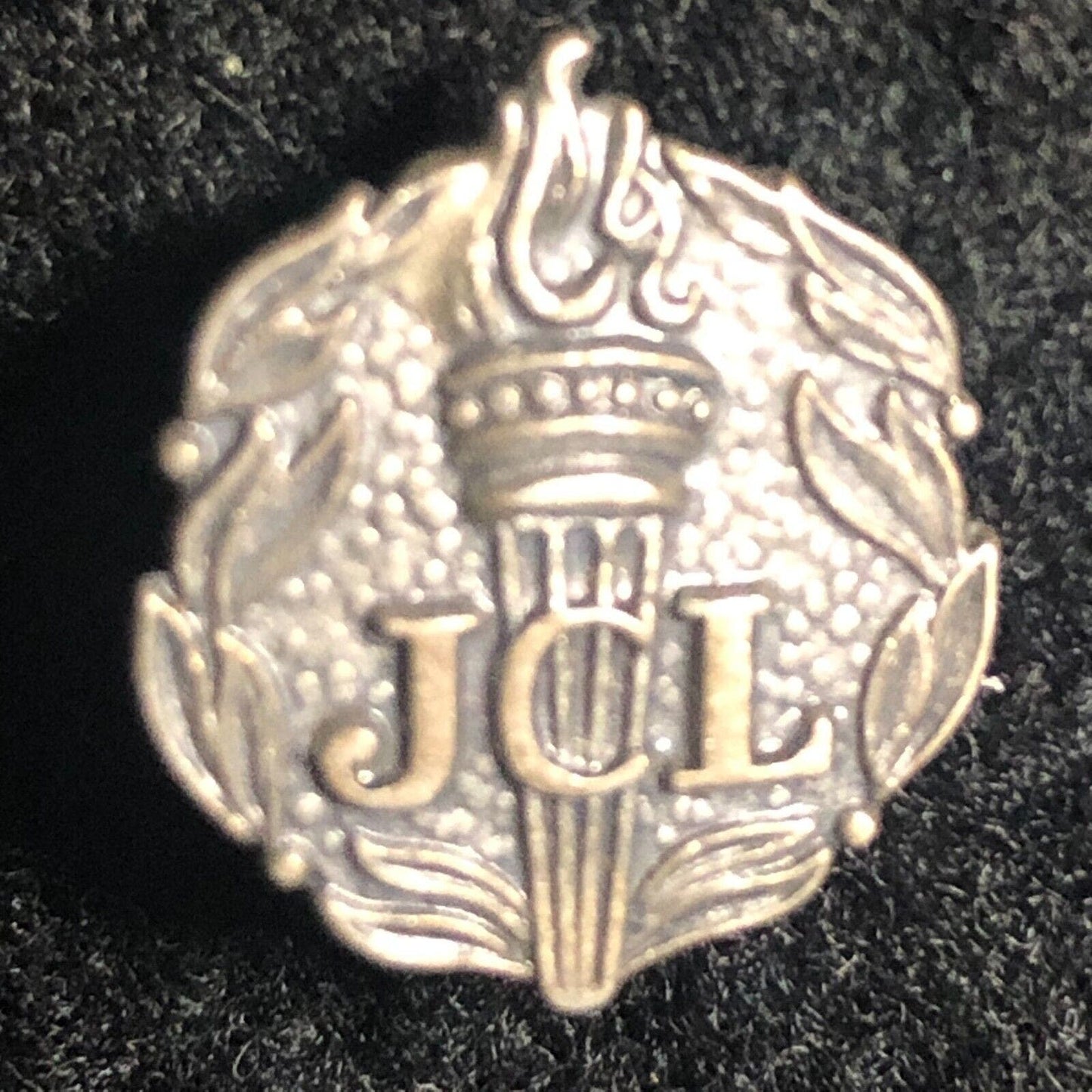 Vintage JCL Junior Classical League w/ Torch Pinback Lapel Pin - Sterling