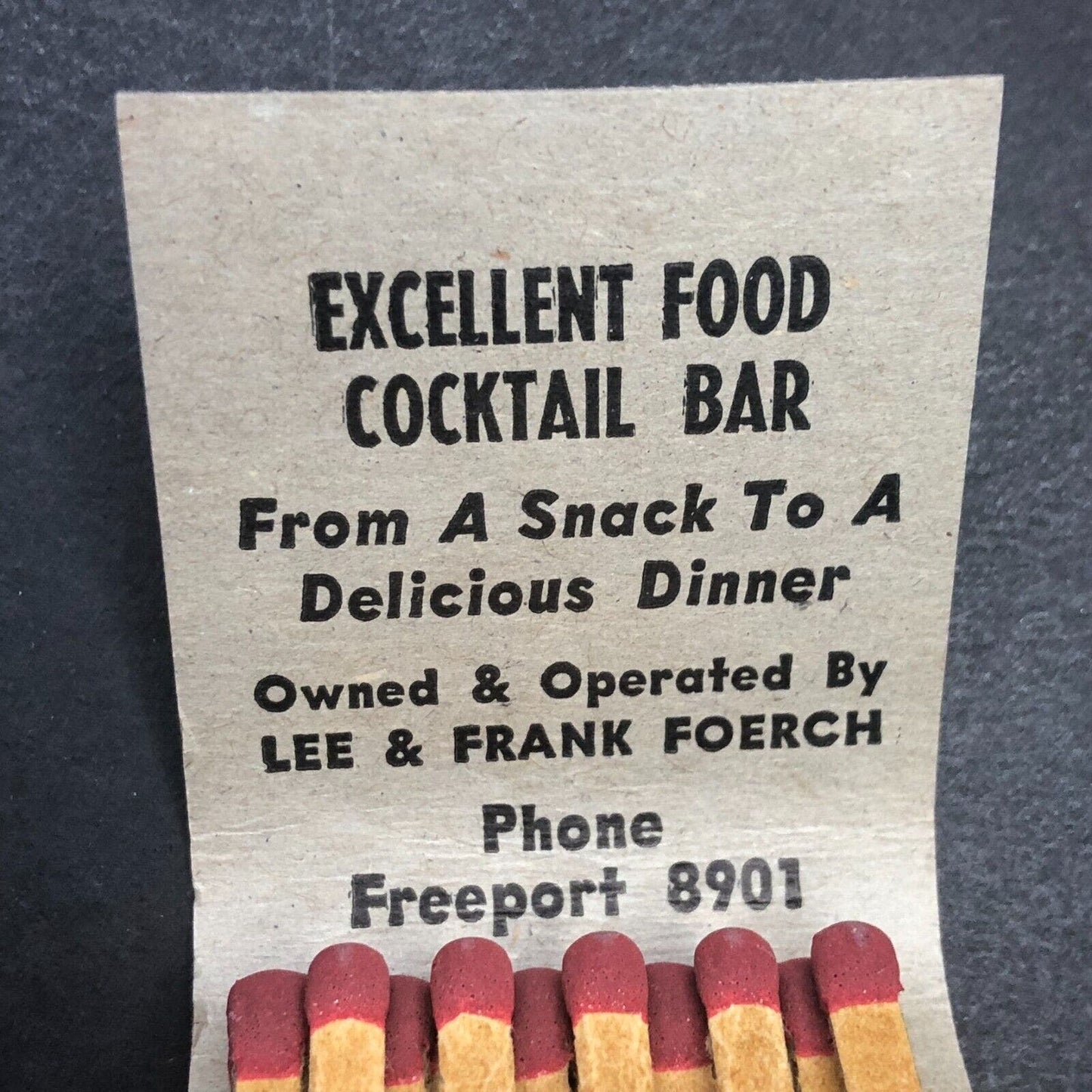 Island Rest Restaurant Frank Foerch Merrick, L.I. NY Full Matchbook c1930's-40's