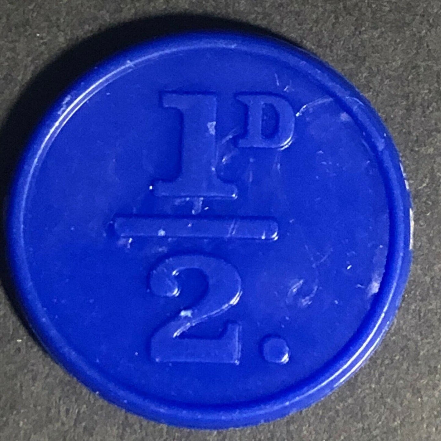 Bury Transport England Plastic Token Blue 1/2D 21mm c50's-60's
