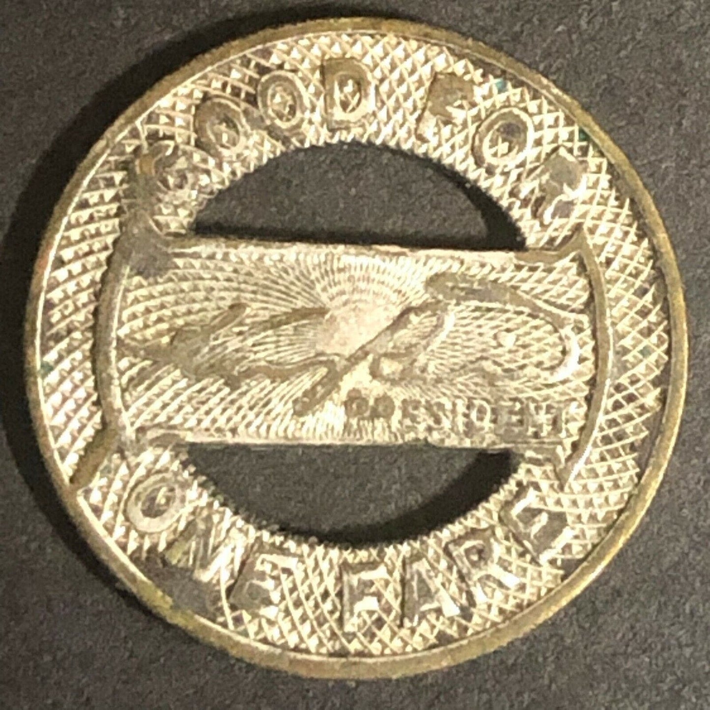 c1930's-40's 16mm Indianapolis Railways G/F One Fare Transit Token