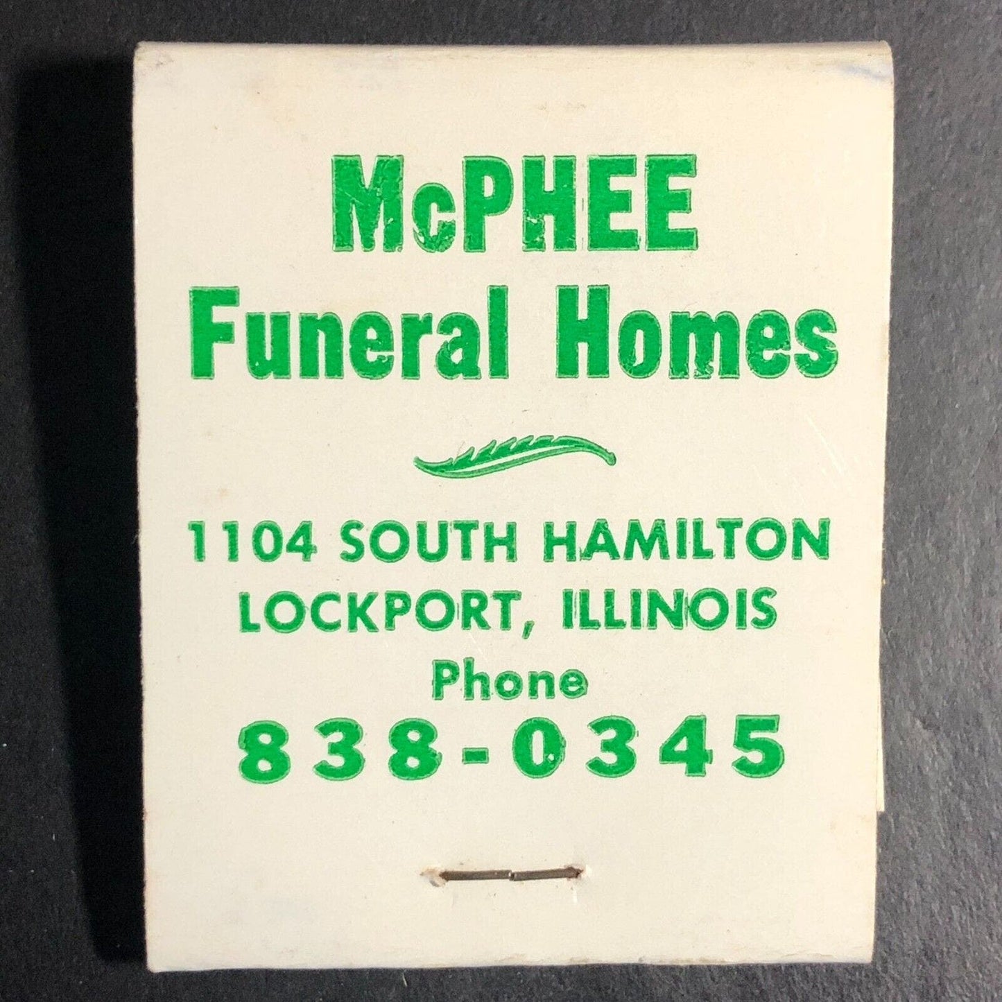 McPhee Funeral Homes Chicago 7133 South Western Full Matchbook c1968-73 Scarce