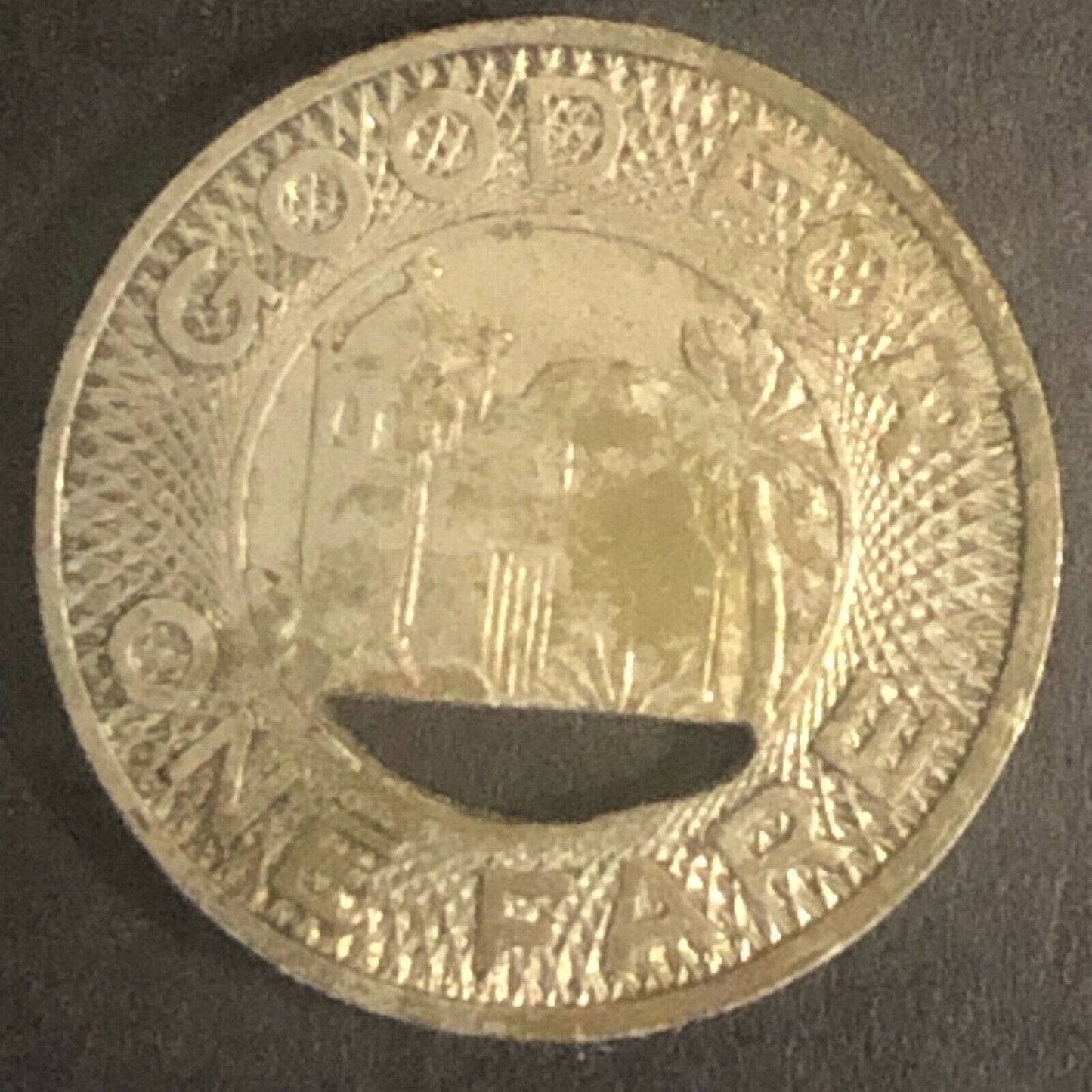 c1947 16mm San Jose City Lines G/F One Fare Transit Token California
