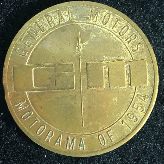 General Motors Motorama of 1954 Spinner Token / Medallion 32mm w/ Corvette