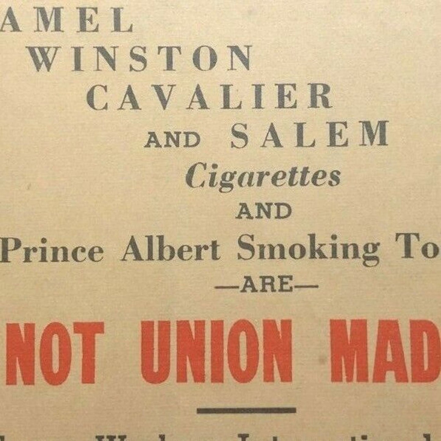c1962-64 AFL-CIO Tobacco Workers Union Handout w/Back Seat Lic. "Not Union Made"