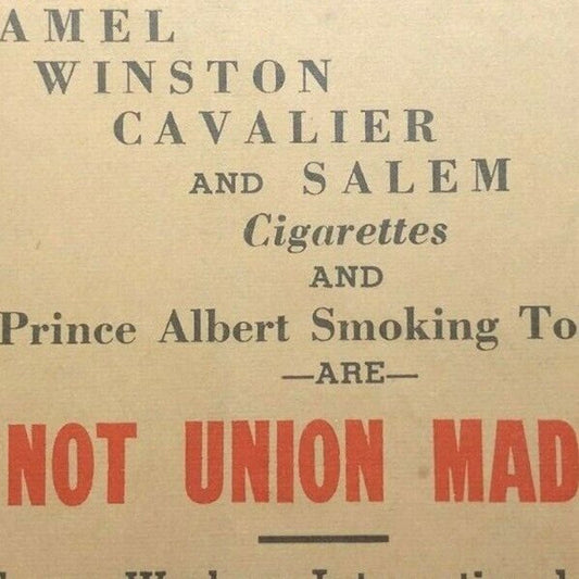 c1962-64 AFL-CIO Tobacco Workers Union Handout w/Back Seat Lic. "Not Union Made"