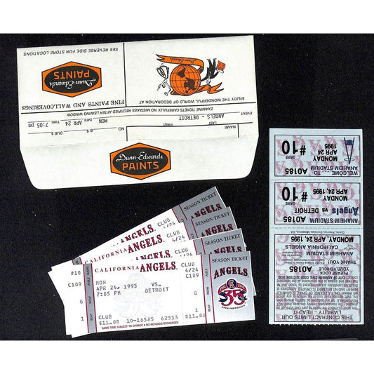 California Angels Tickets - 4 Unused 4/24/95 Strike - Game Not Played