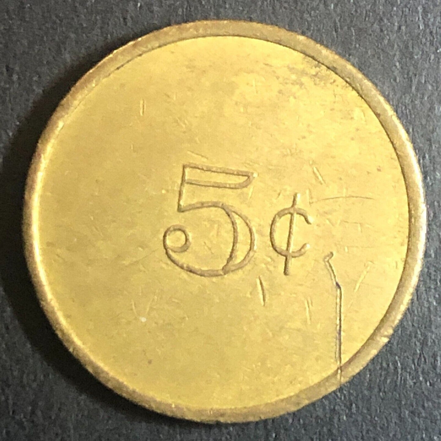 Vietnam ?* Trade Token Military 5c Cents Brass 21mm