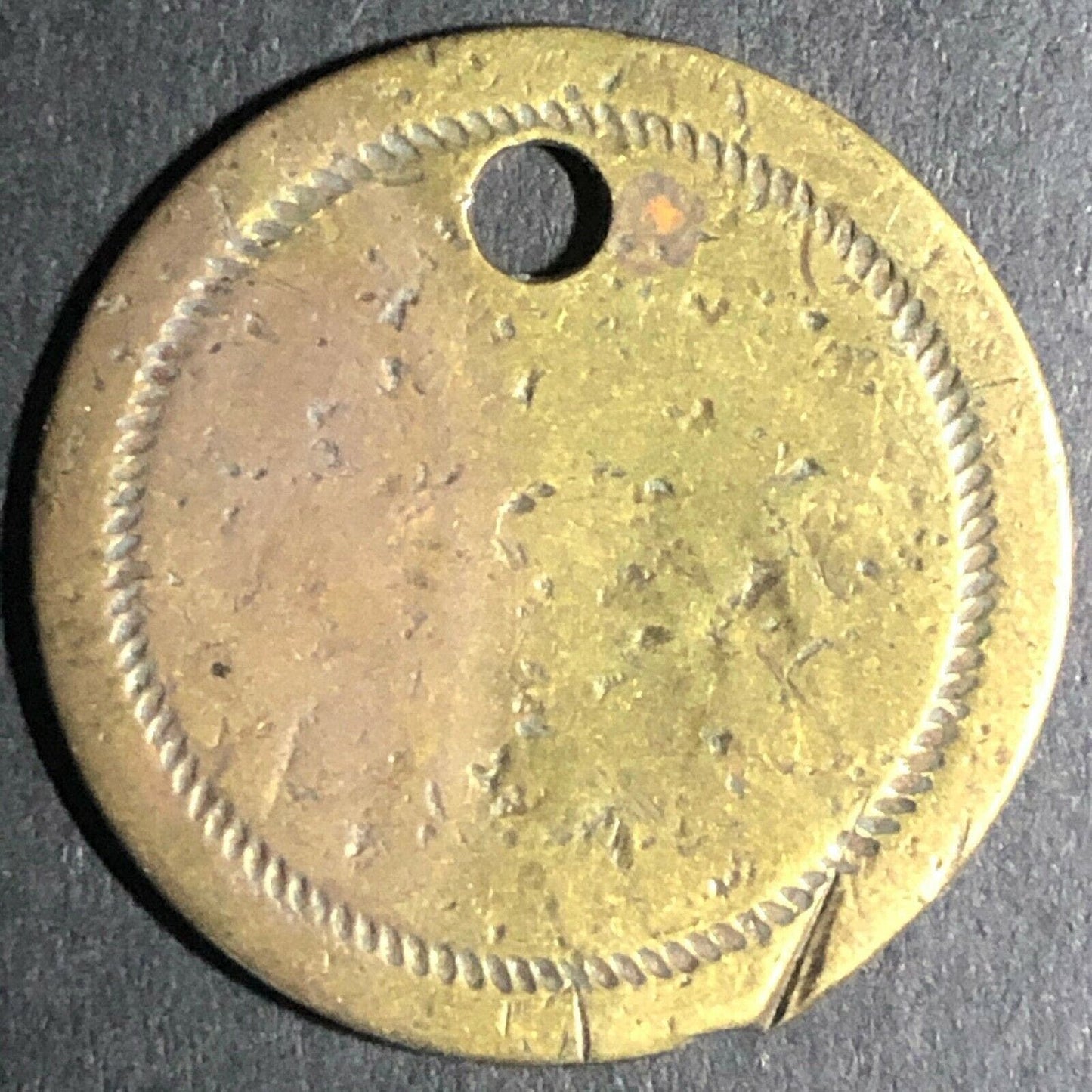 25.5mm Vintage Thin Brass Tag / Token w/ "1013" Punch - Fauver Coll.