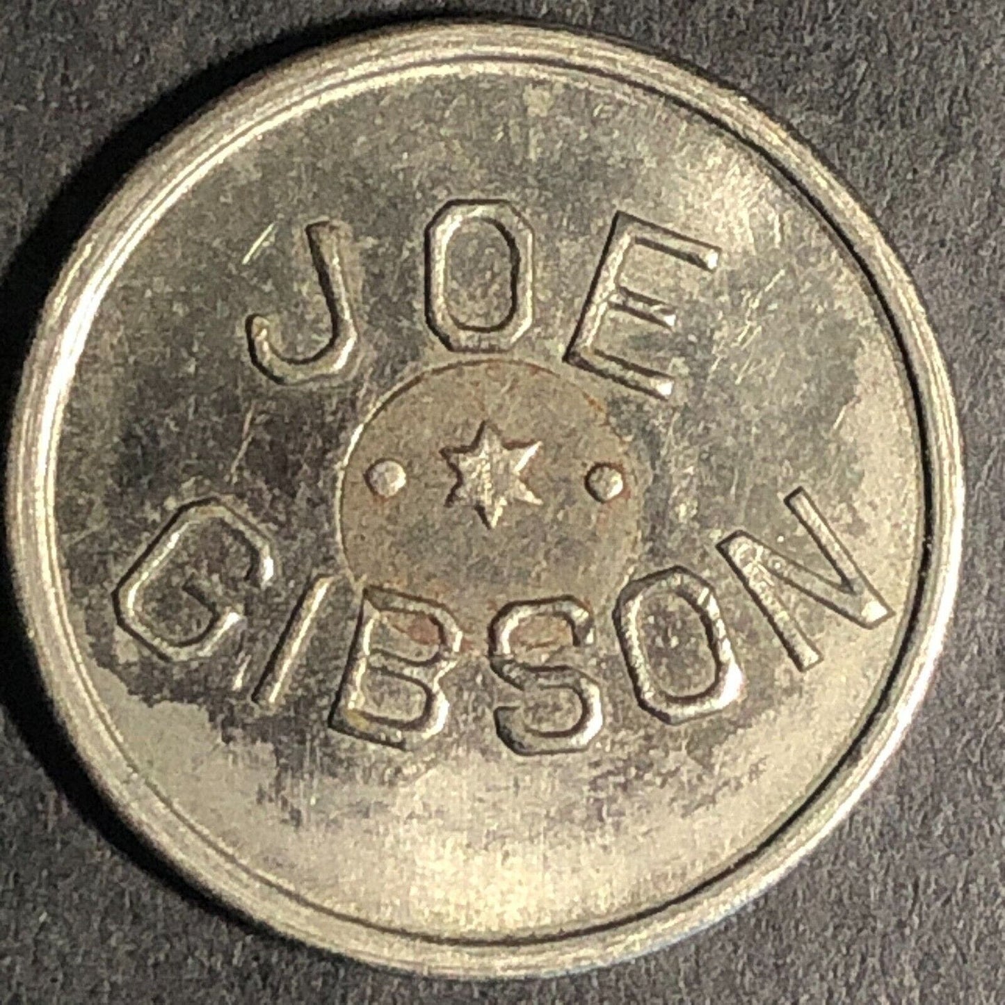 Joe Gibson (Amusement ? Minnesota ?) White Metal Trade Token 21mm