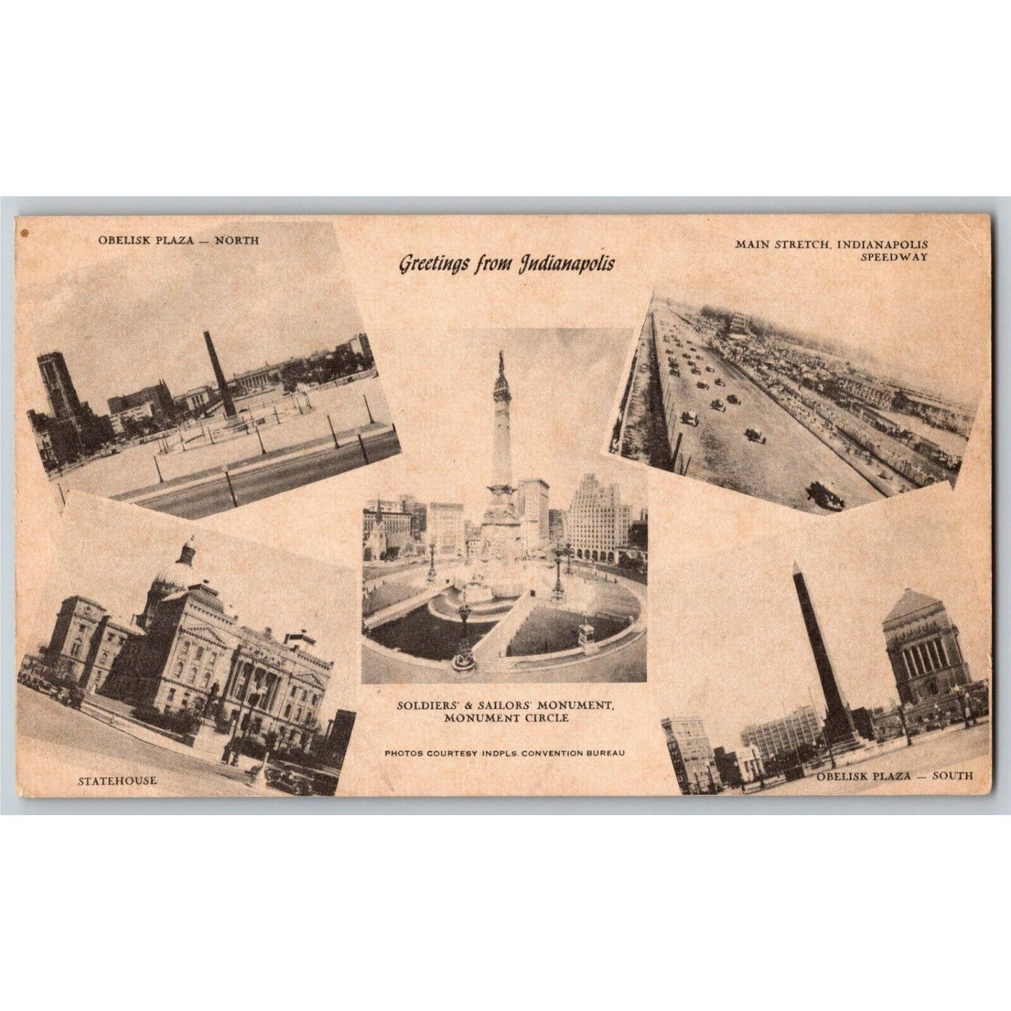 Indy 500 Postcard 1935 "Greetings From Indianapolis" Multi-view Unposted VGC