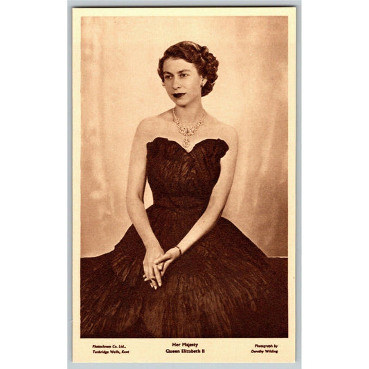 Her Majesty Queen Elizabeth II in Dark / Black? Dress PPC Postcard Unposted