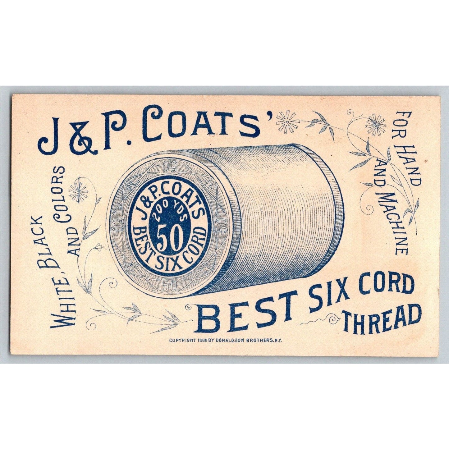 Baby Holds Spool to Ear Victorian Trade Card - JP Coats Thread