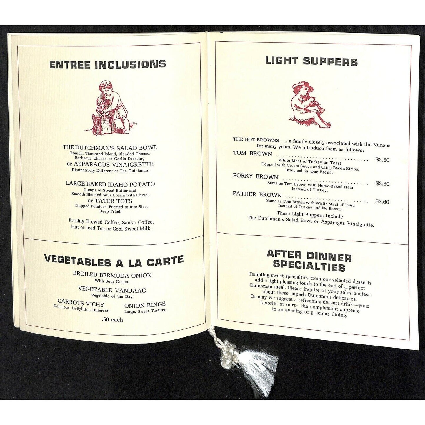 c1970's-80's Kunz's The Dutchman Restaurant Menu Louisville, KY 12pp VGC