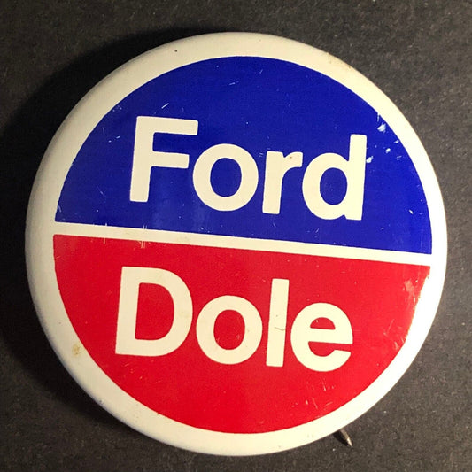Ford Dole (Gerald Ford Bob Dole) '76 Political Campaign Pinback Button 38mm VGC