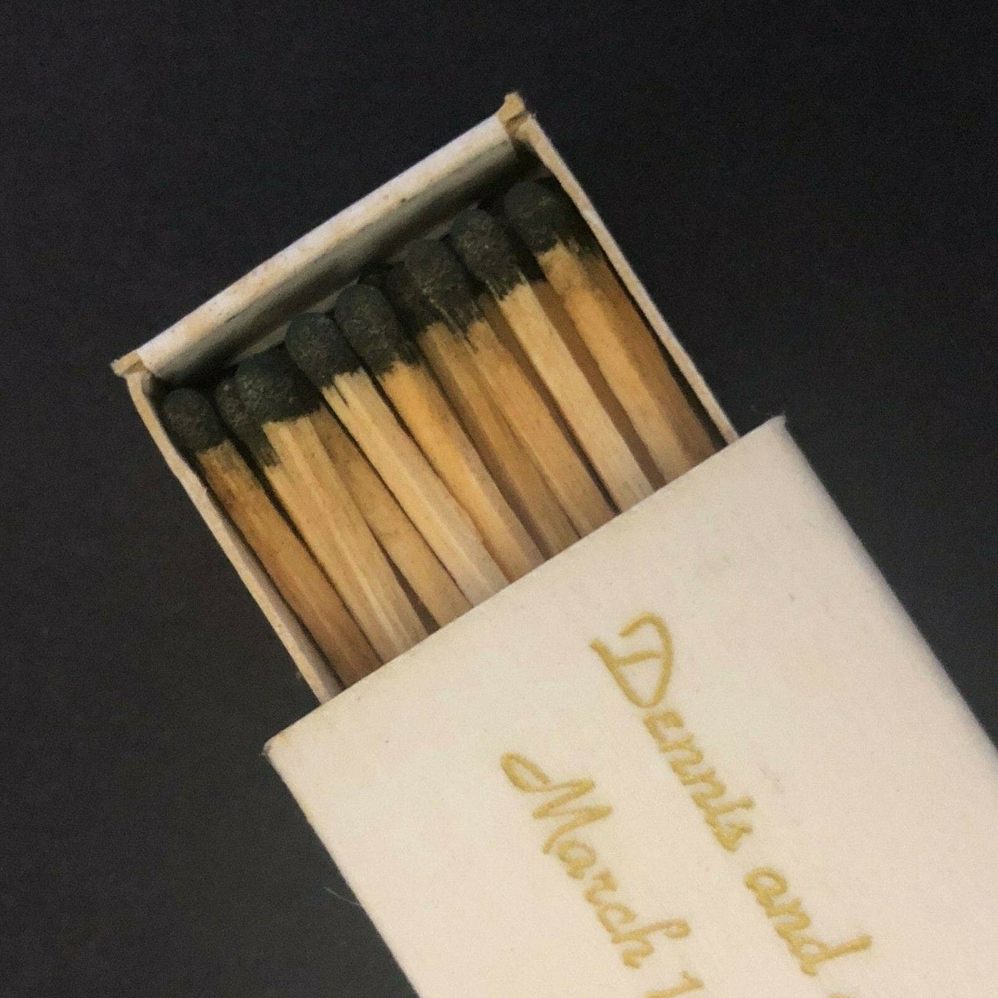 1979 Wooden Matchbox / Matchbook - Dennis and Nicole Wedding "Book Style"