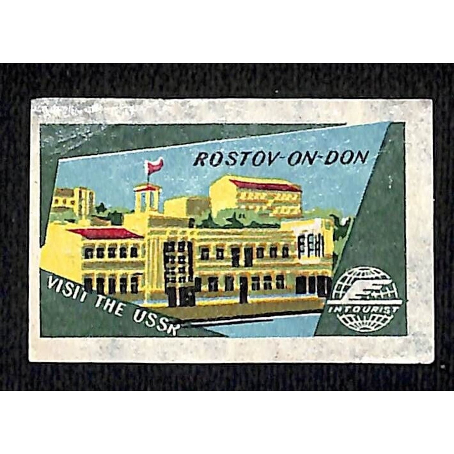 Vintage Matchbox Label Intourist Visit the USSR - Rostov-On-Don c1955-65